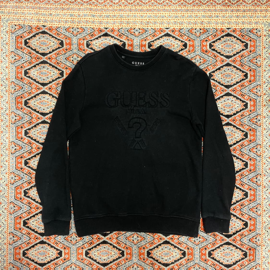 게스 스펠로고 블랙 맨투맨 여성M 상품이미지1