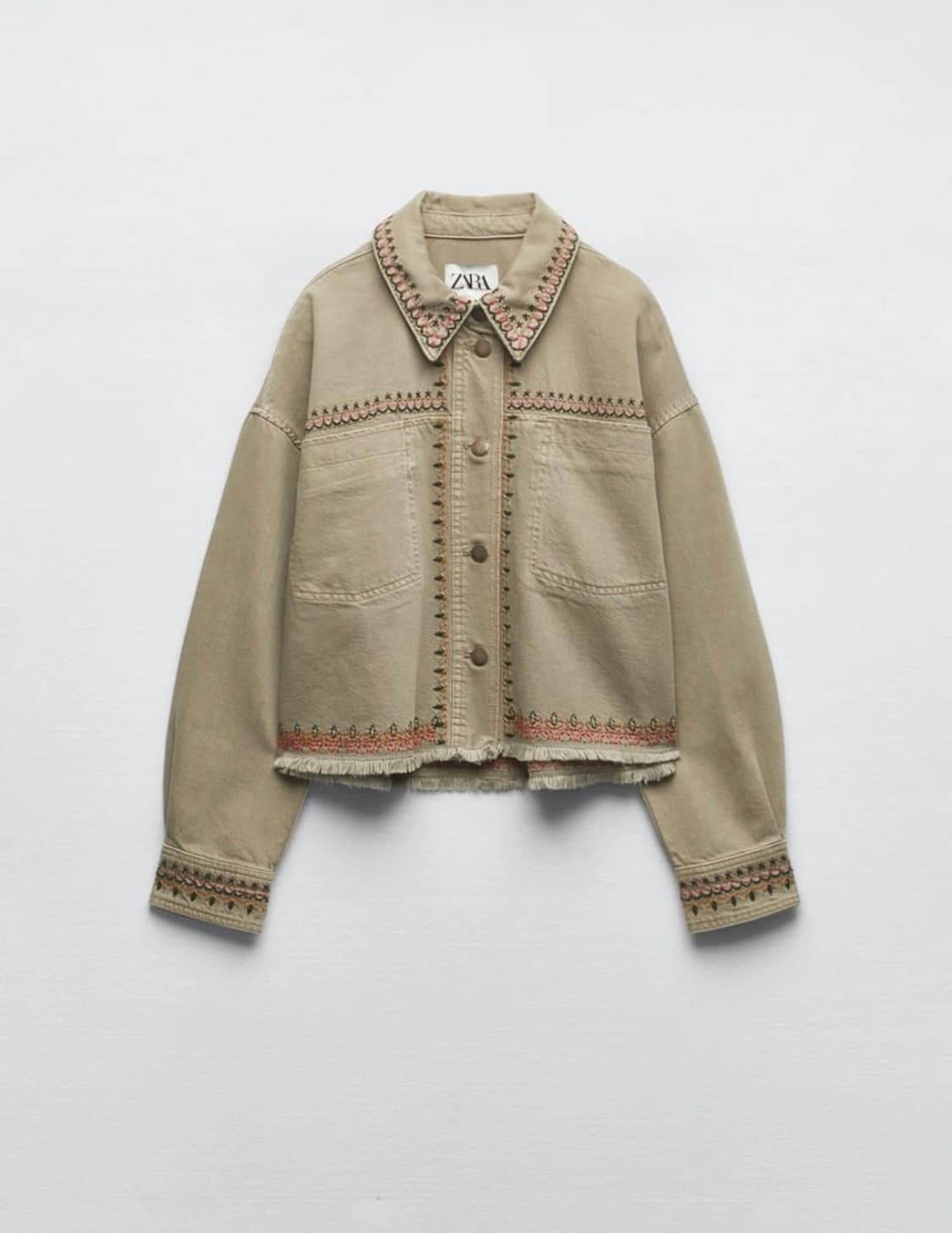 zara 자라 자수 프린지 디테일 크롭 오버핏 자켓 셔츠 M 상품이미지5