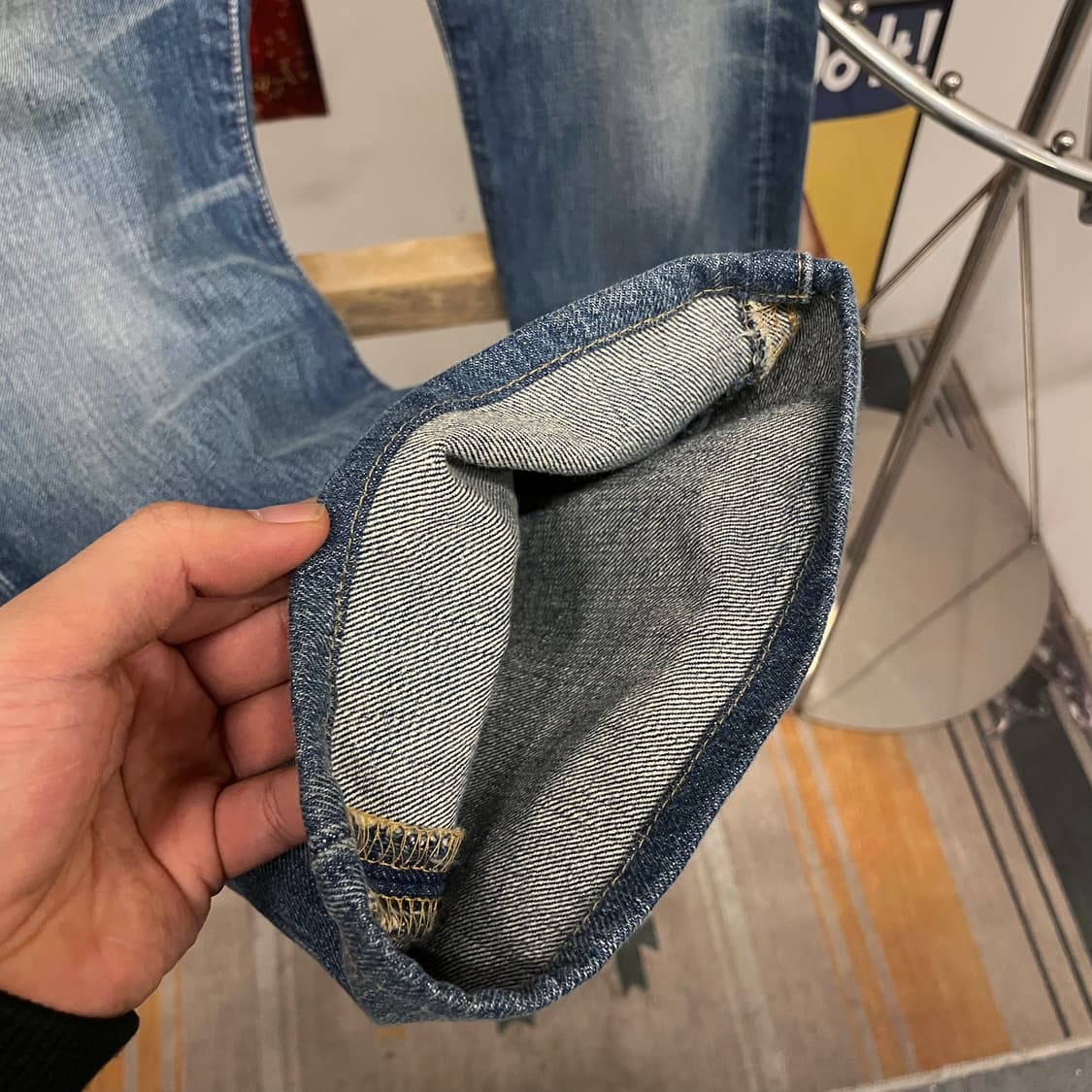 90s 리바이스 501 오리지널 플라이 버튼 스트레이트 데님 팬츠 상품이미지5