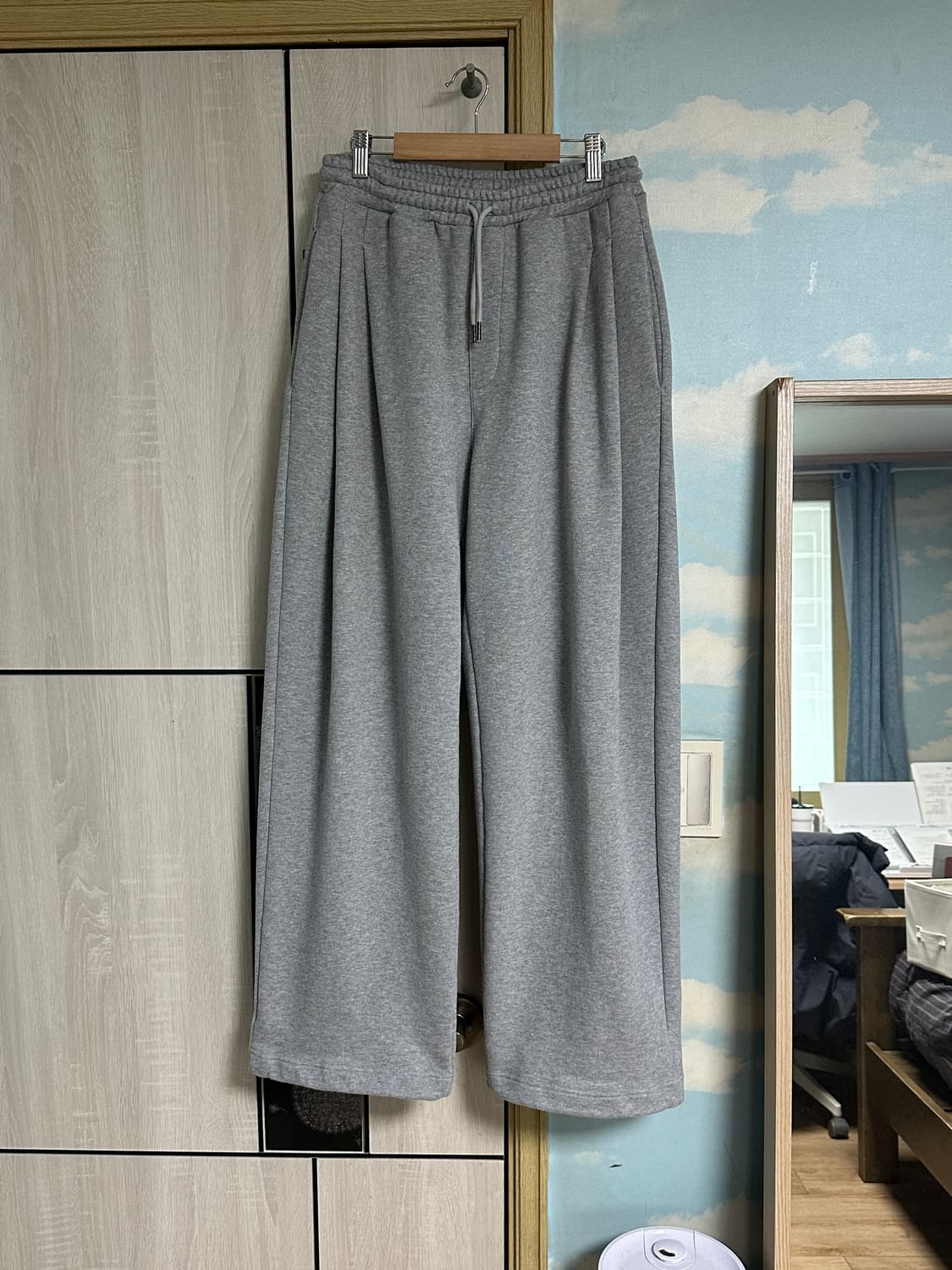 (M) 유니온블루 투턱 와이드 스웻팬츠 멜란지그레이 상품이미지2