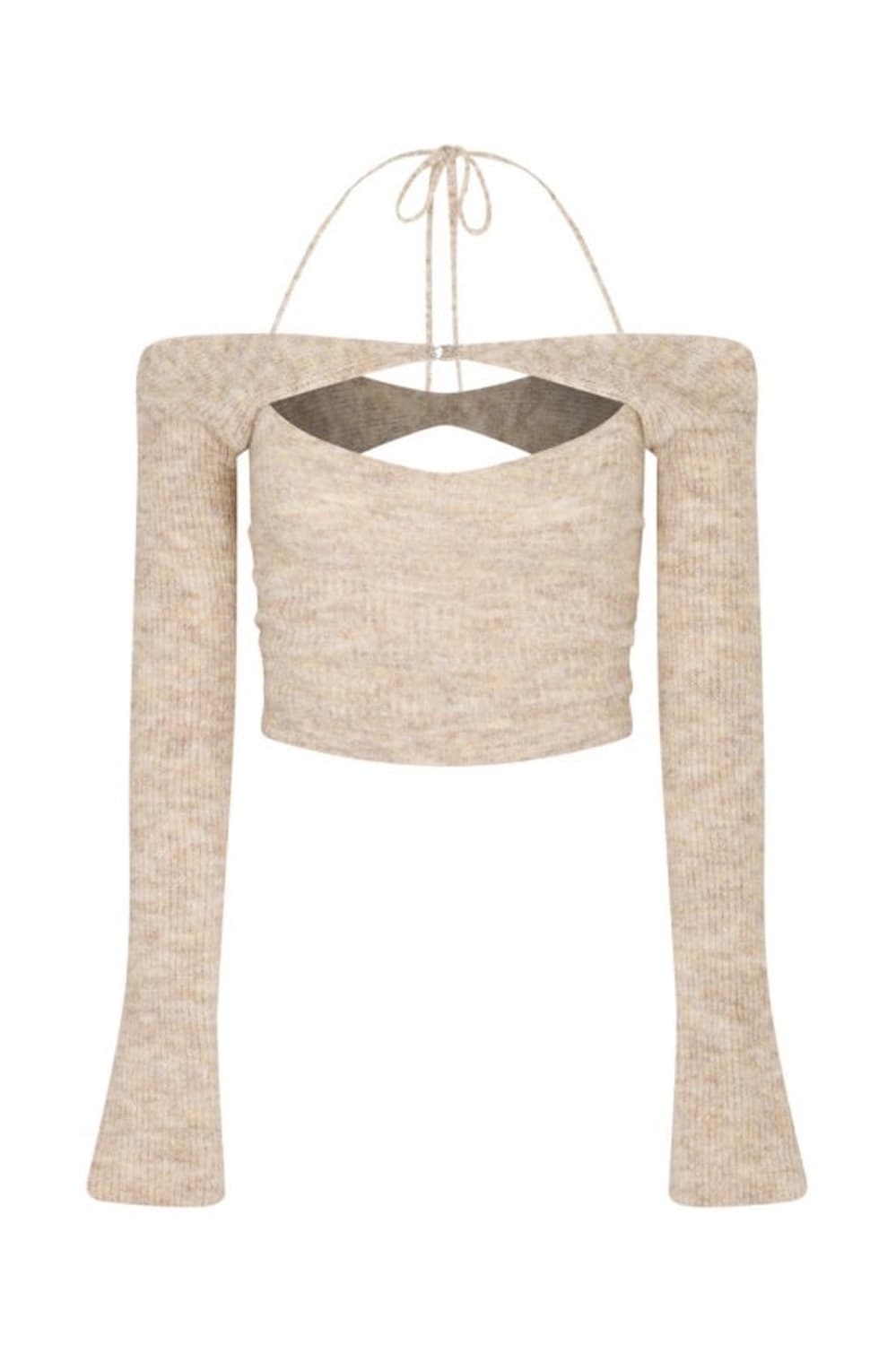 새상품) 페인오어플레져 세이렌 니트 볼레로 세트 멜란지베이지 유튜버착용 상품이미지5