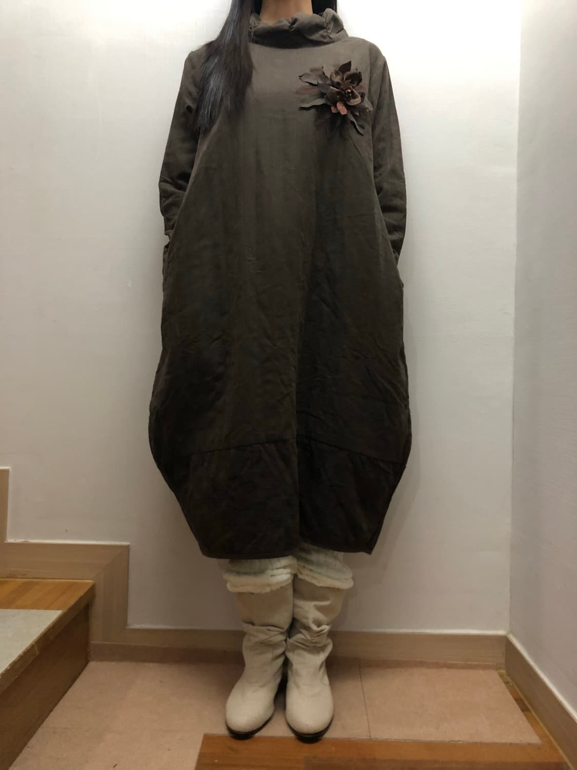 빈티지 브라운 벌룬핏 원피스 상품이미지7