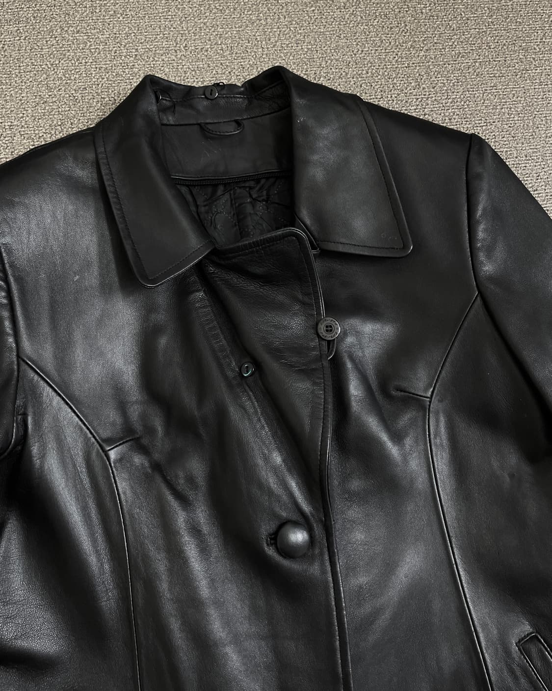 펀칭 디테일 빈티지 가죽 자켓 상품이미지2