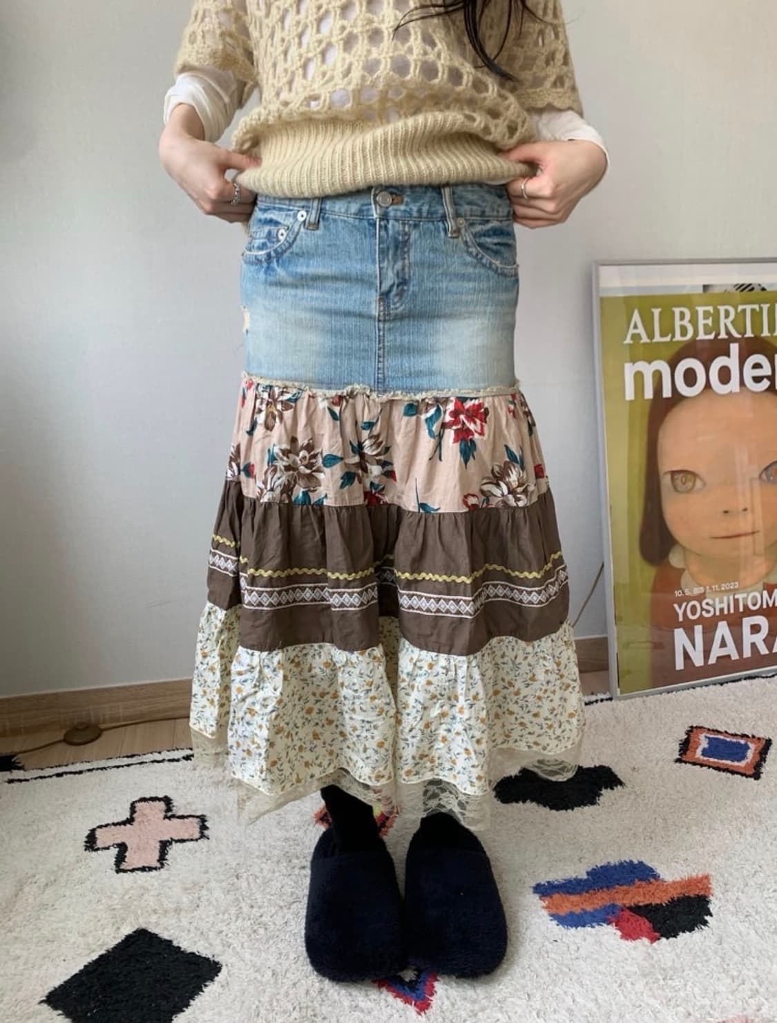 patchwork denim skirt 상품이미지1