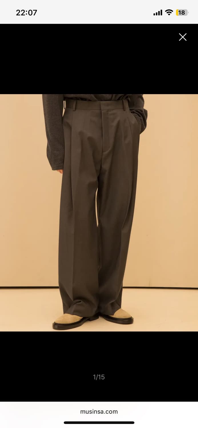 시그니처 원턱 와이드 슬랙스 그레이M 상품이미지1