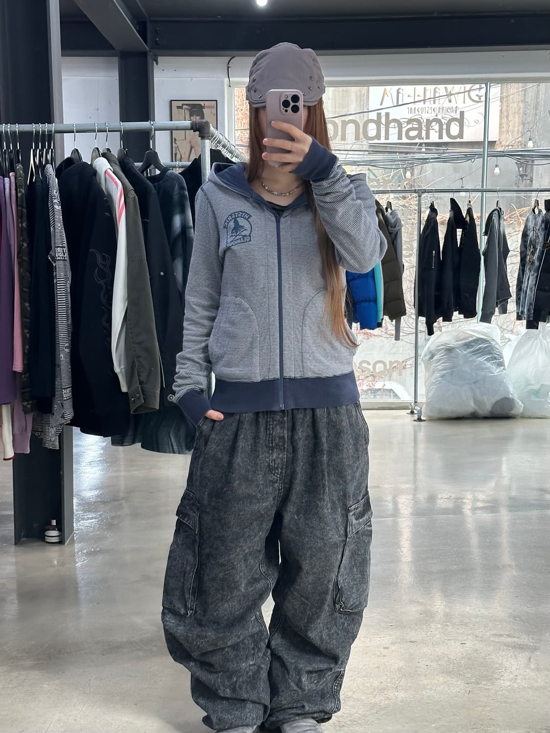 히스테릭글래머 히스걸 리버시블 스트라이프 후드집업 상품이미지5