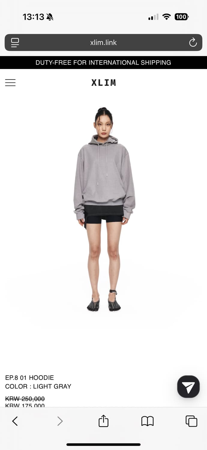 엑슬림 xlim ep8 01 후디 라이트 그레이 S 상품이미지3