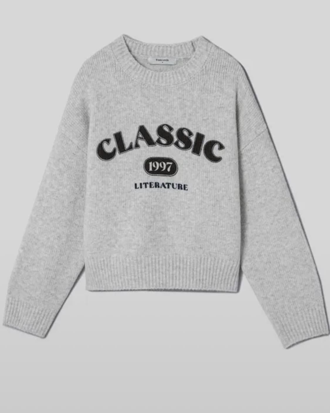 [급처] 에잇세컨즈 레터링 프린트 니트 그레이 M 상품이미지1