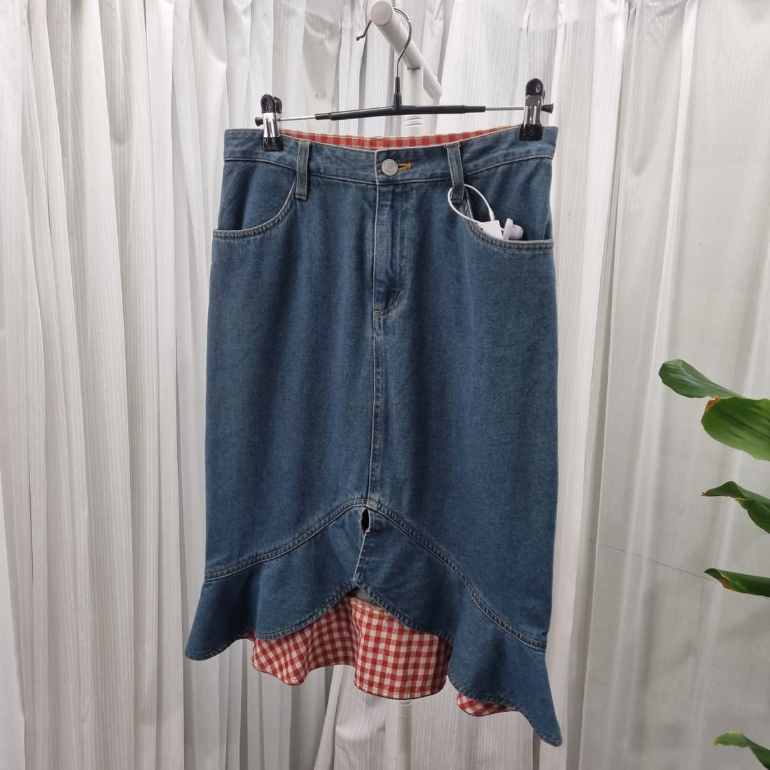 빈티지 청치마 체크 레이어드 1723 상품이미지1