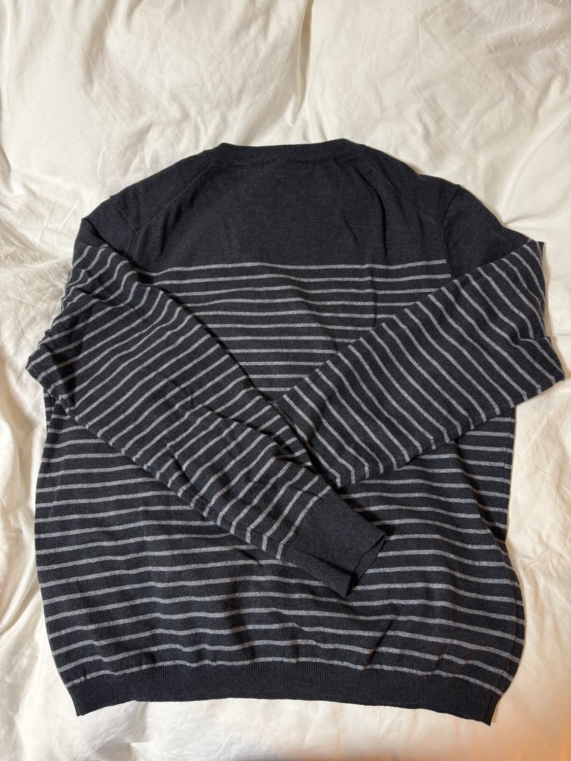 [S] 애프터프레이 스트라이프 플러스 헨리넥 니트 차콜 상품이미지4