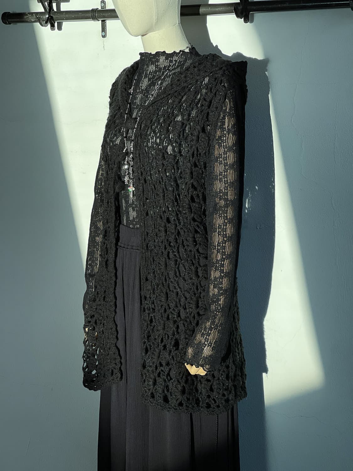 Crochet Button Hooded Vest 0288 상품이미지1