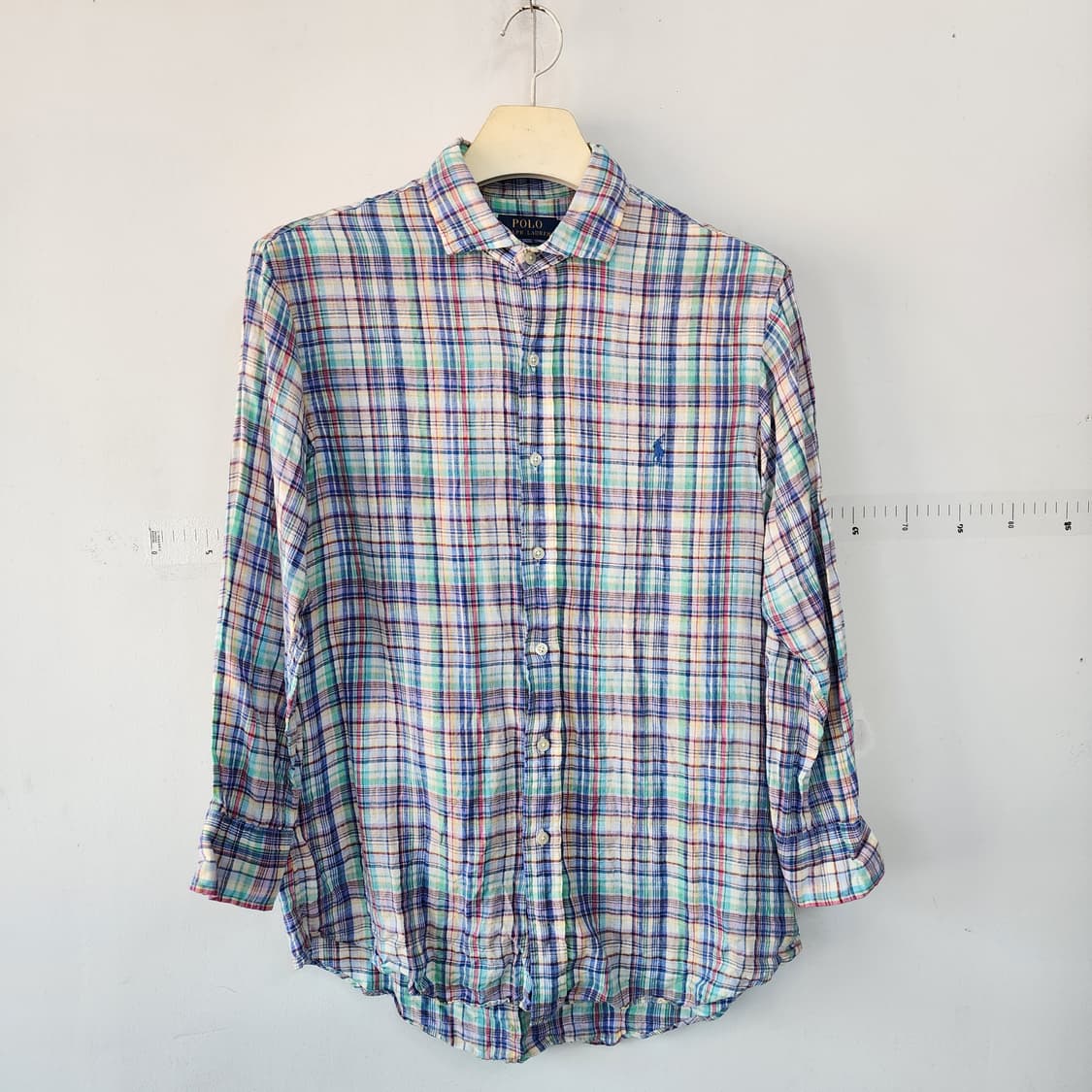 폴로 랄프로렌 체크 린넨 남방 상품이미지1