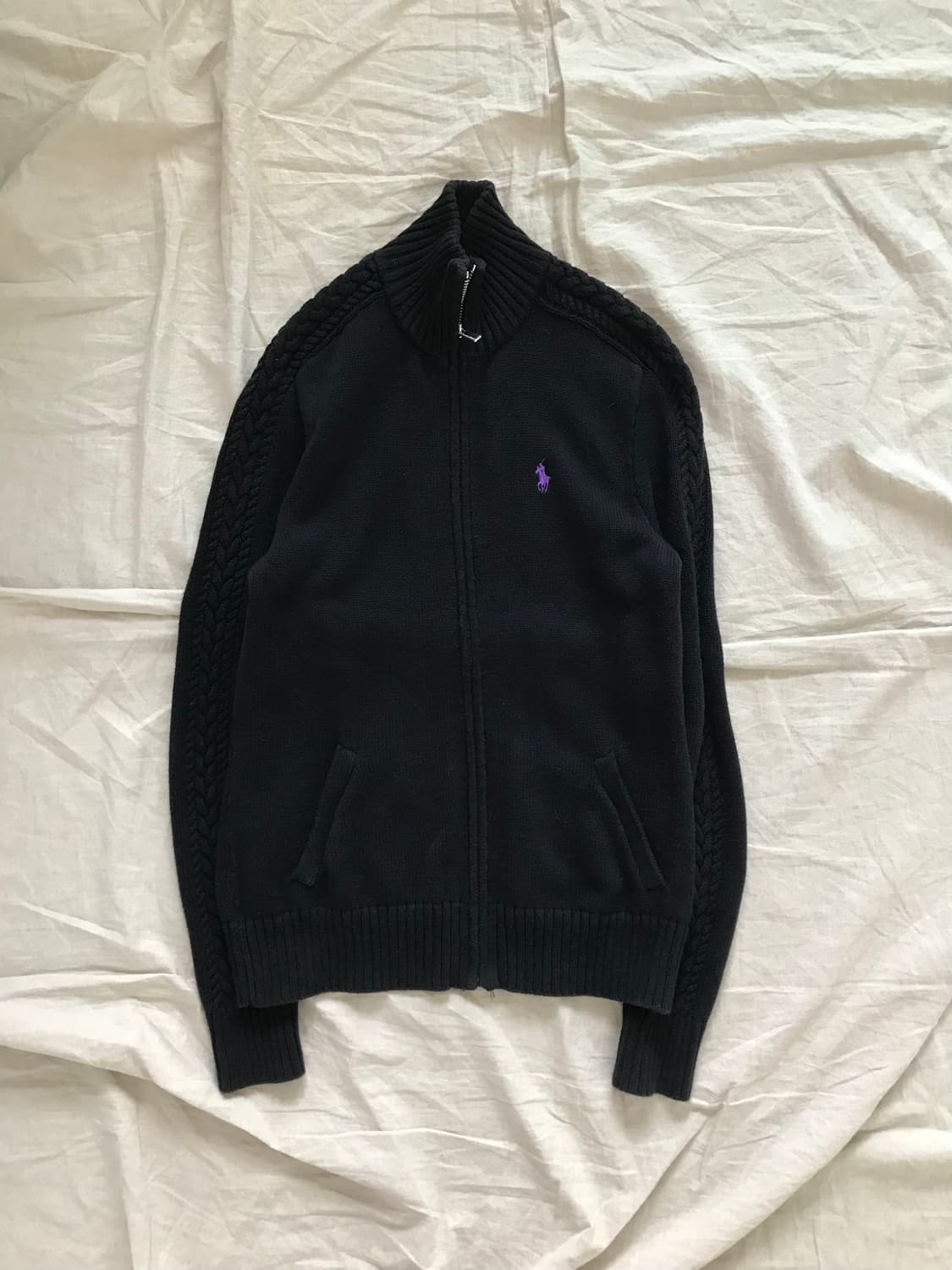 폴로 랄프로렌 포니 로고 블랙 니트집업 상품이미지5