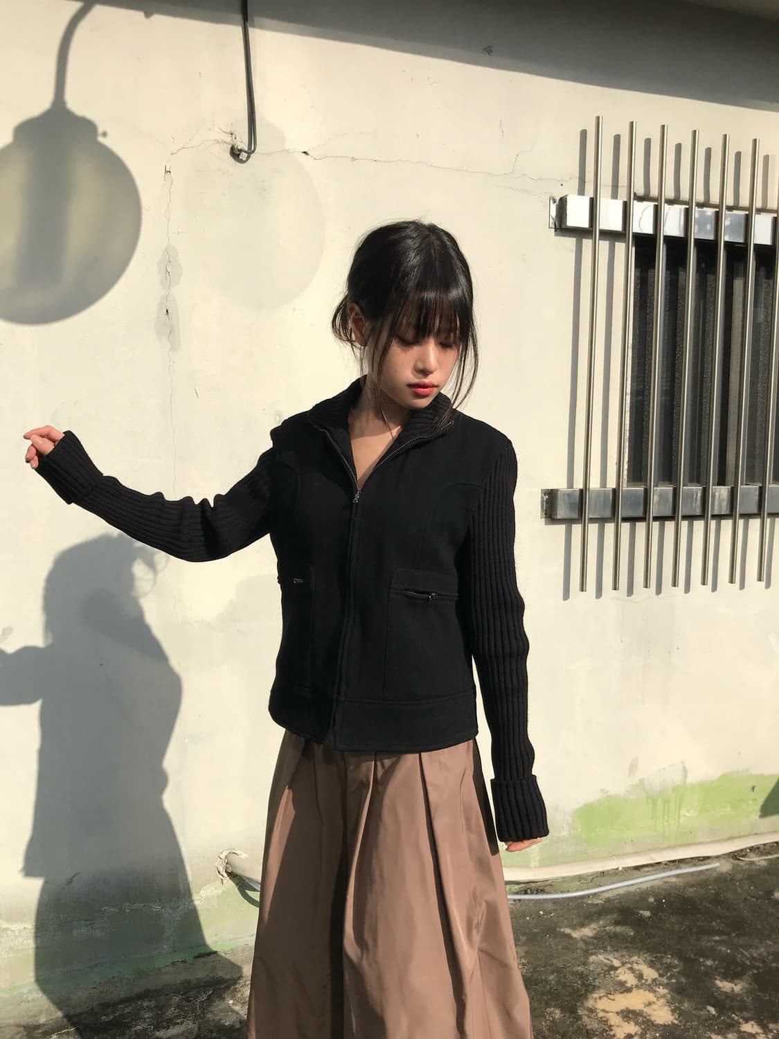 블랙 니트 집업 상품이미지1