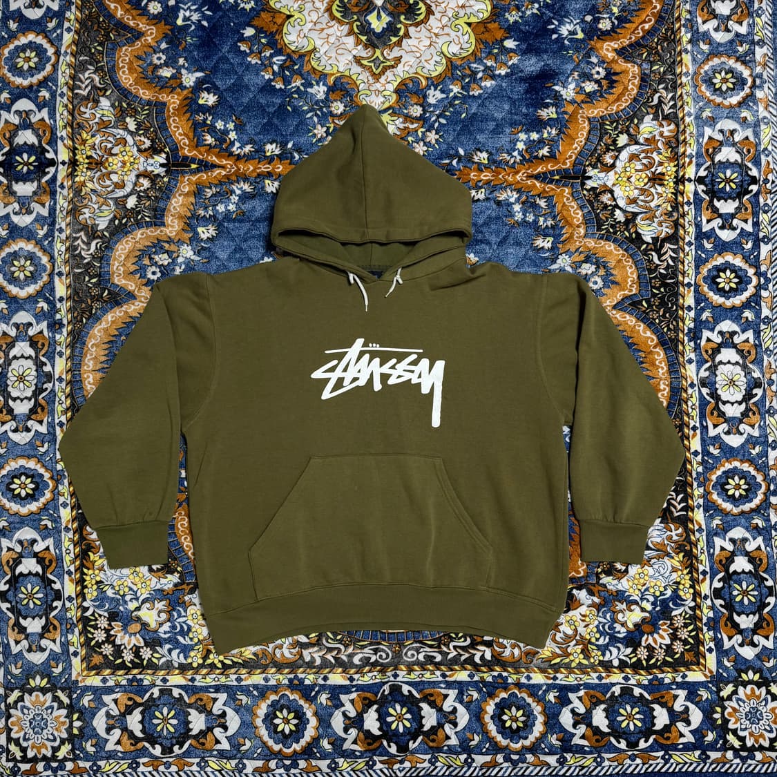 빈티지 90s USA 스투스 올리브 스웻후드 상품이미지1