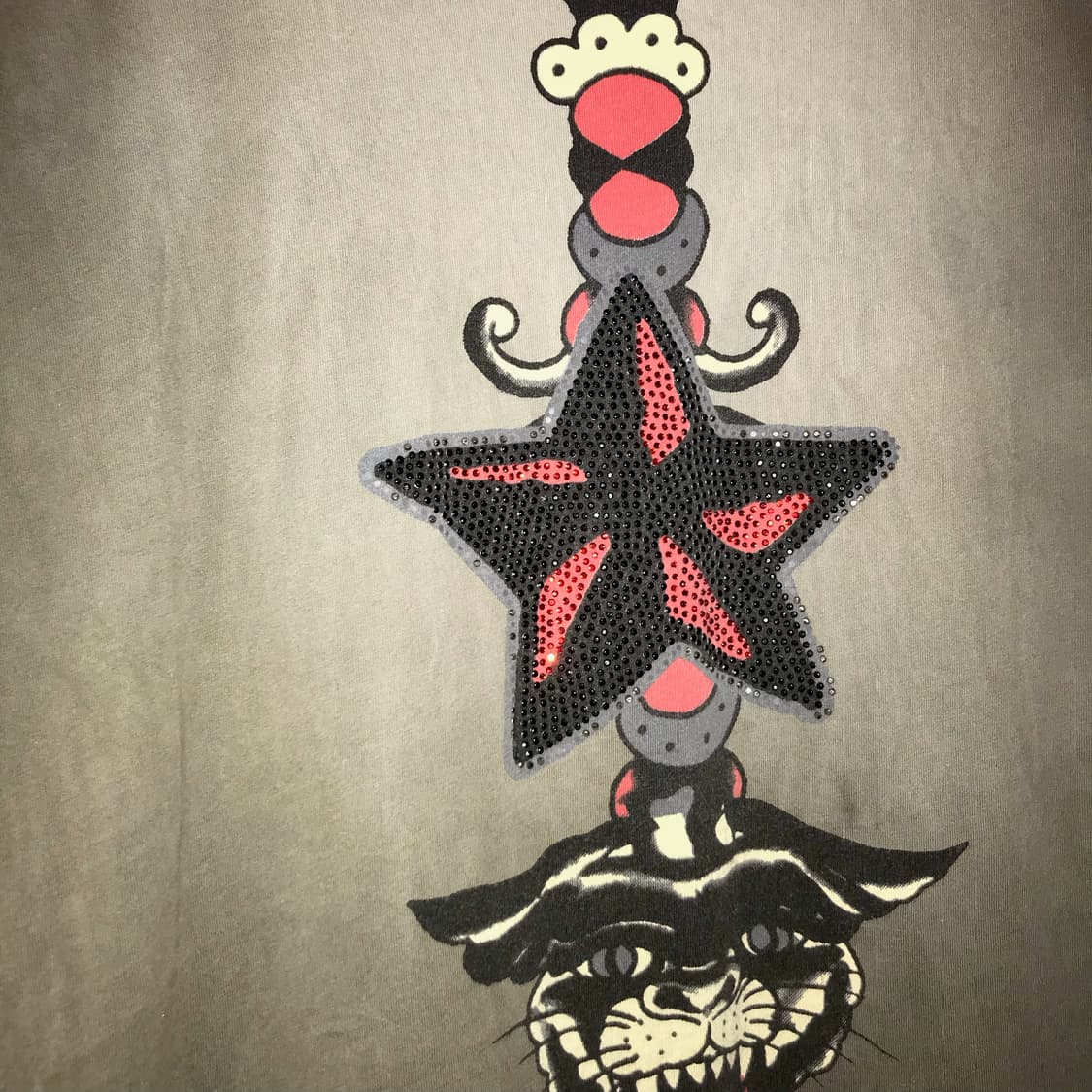 Ed Hardy 에드하디 펑크 큐빅 워싱 카키 반팔티 상품이미지4