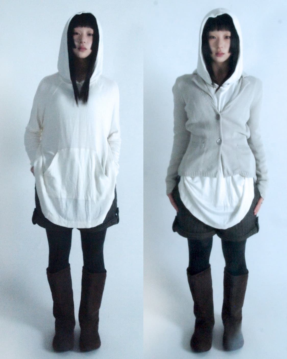 Set)hoodie+knit jacket+stripe woop pants 상품이미지1