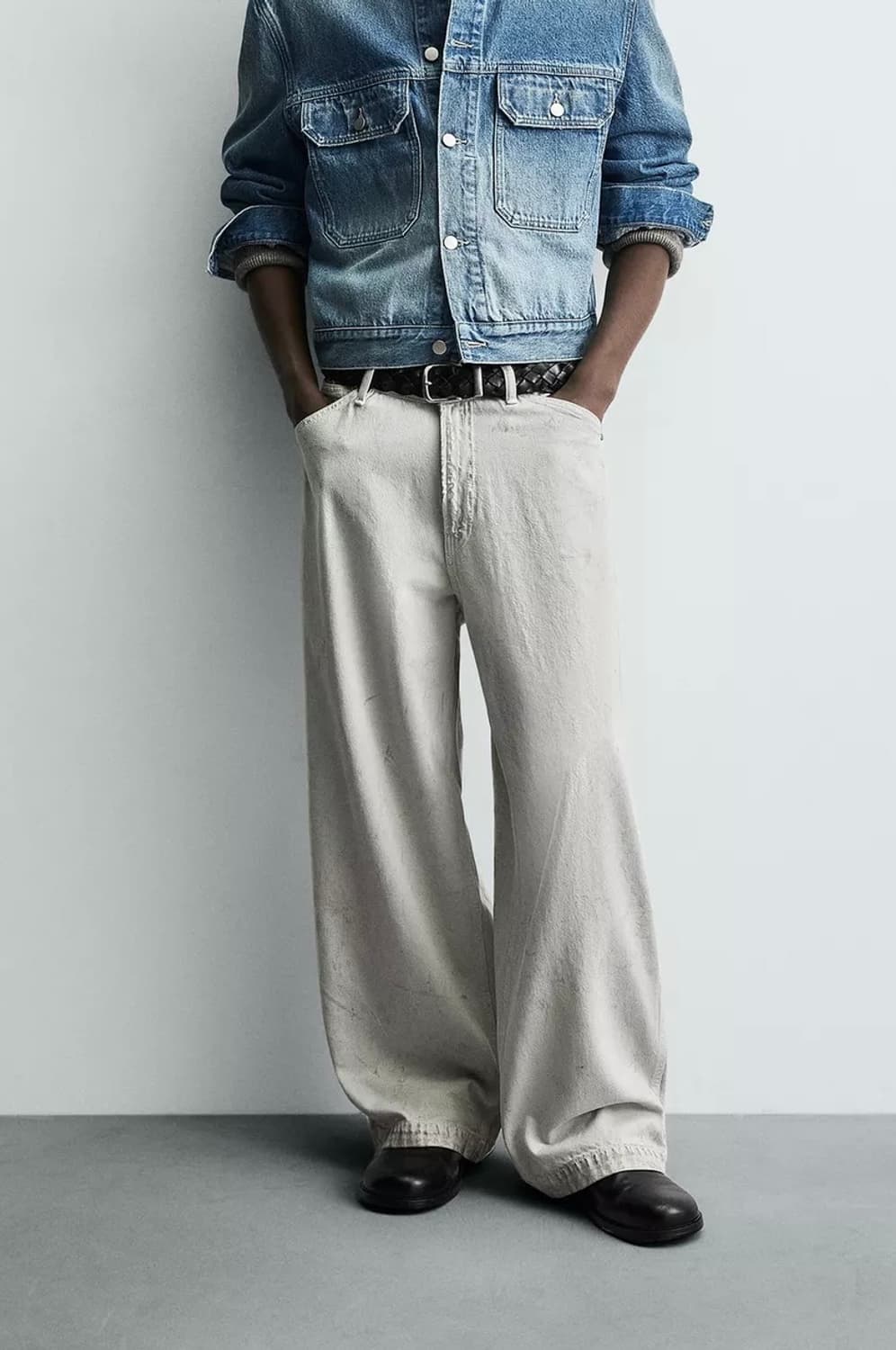 자라 배기핏 진 크림 상품이미지1