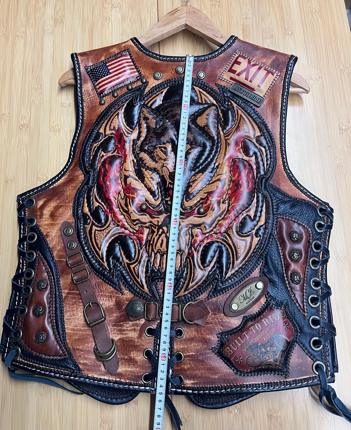 통가죽 투체인 염색가죽 조끼 상품이미지7