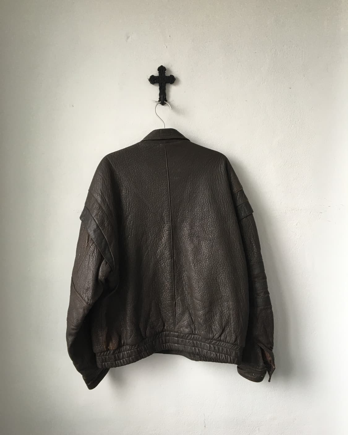 Leather bomber brown jacket 상품이미지2