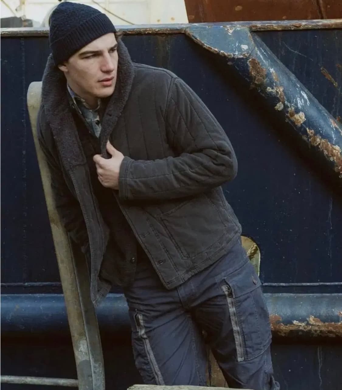 [M] 더블알엘 rrl 플리스 칼라 퀄트 저지 재킷 상품이미지1