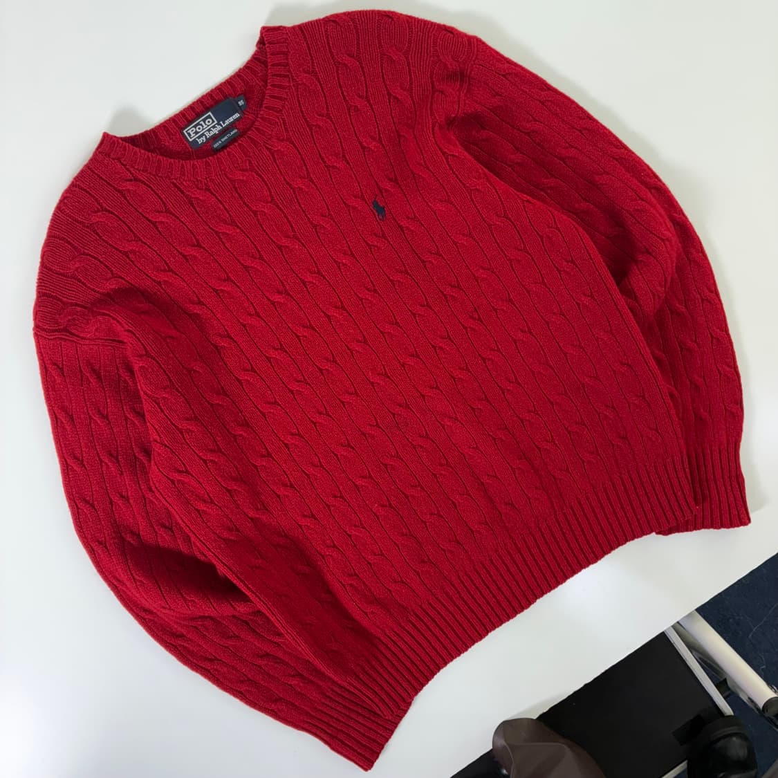 Polo  폴로 랄프로렌 자수 셰틀랜드울 레드 꽈배기 니트 상품이미지2