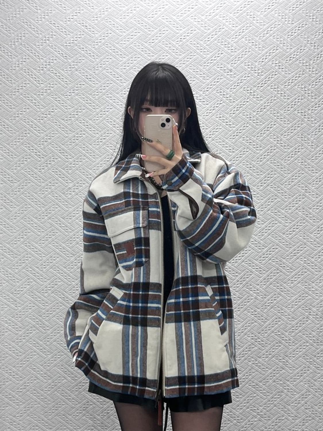 코닥 빈티지 캐주얼 컨트리 체크 울 모직 자켓 L C10147 상품이미지1