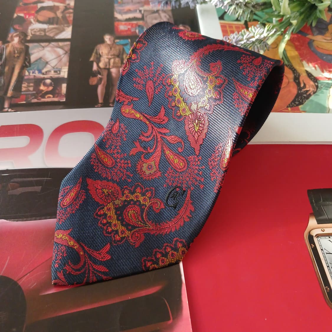 세루티 실크 네이비&레드 페이즐리 넥타이 9cm A등급 A19023
 상품이미지2