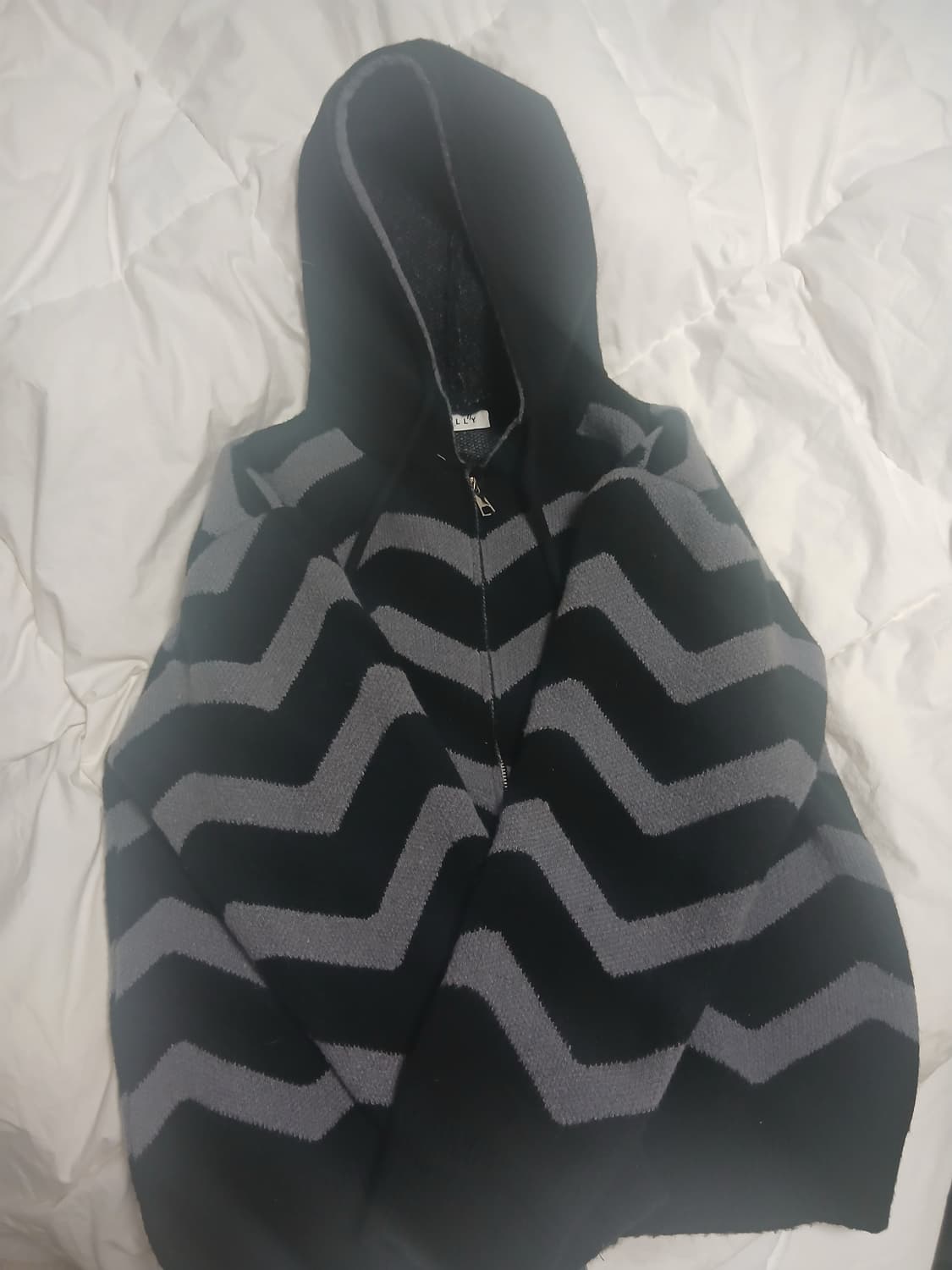 Dilly 직잭 니트 후드 집업 블랙 상품이미지2