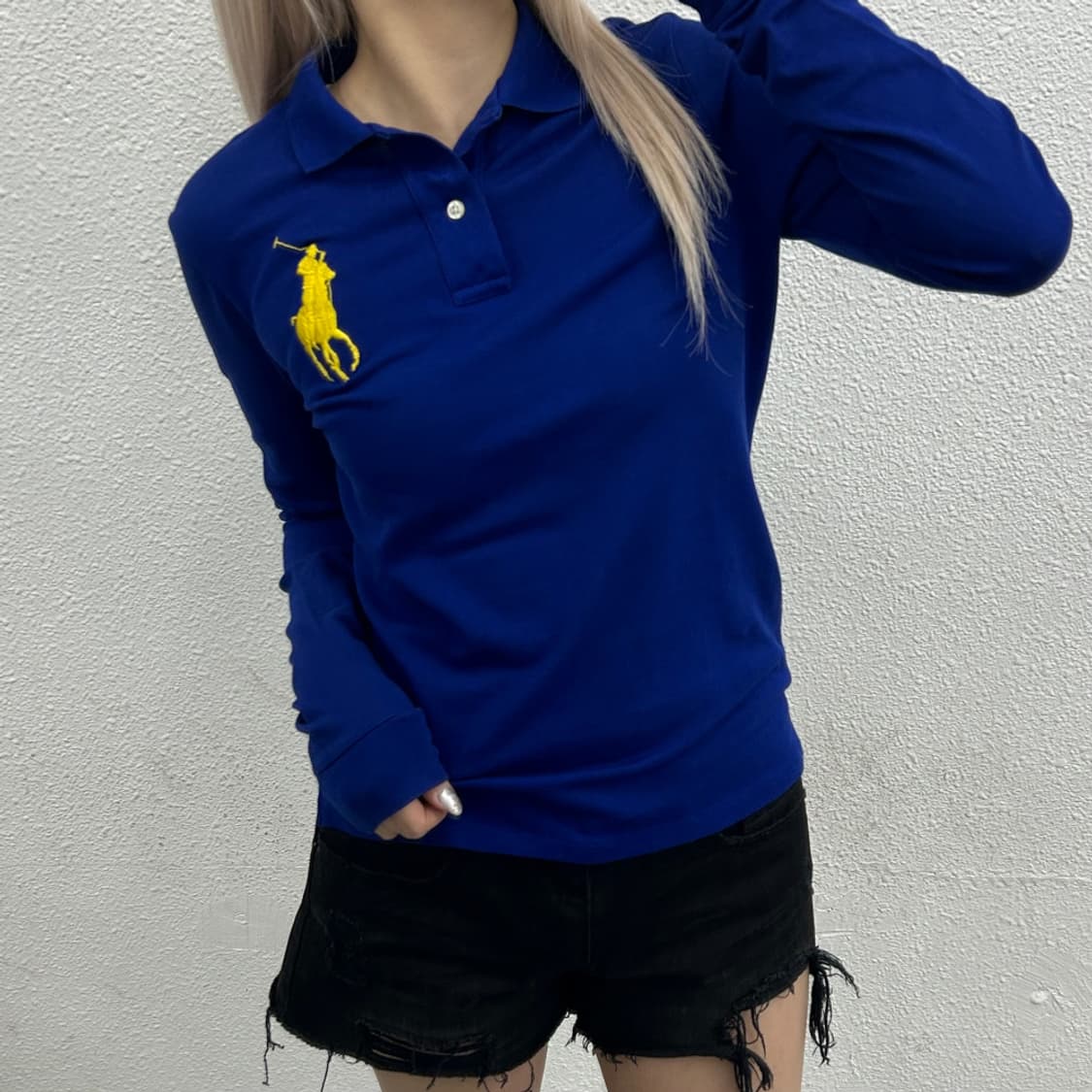 폴로 랄프로렌 옐로우 빅포니 블루 pk 긴팔 M 상품이미지1