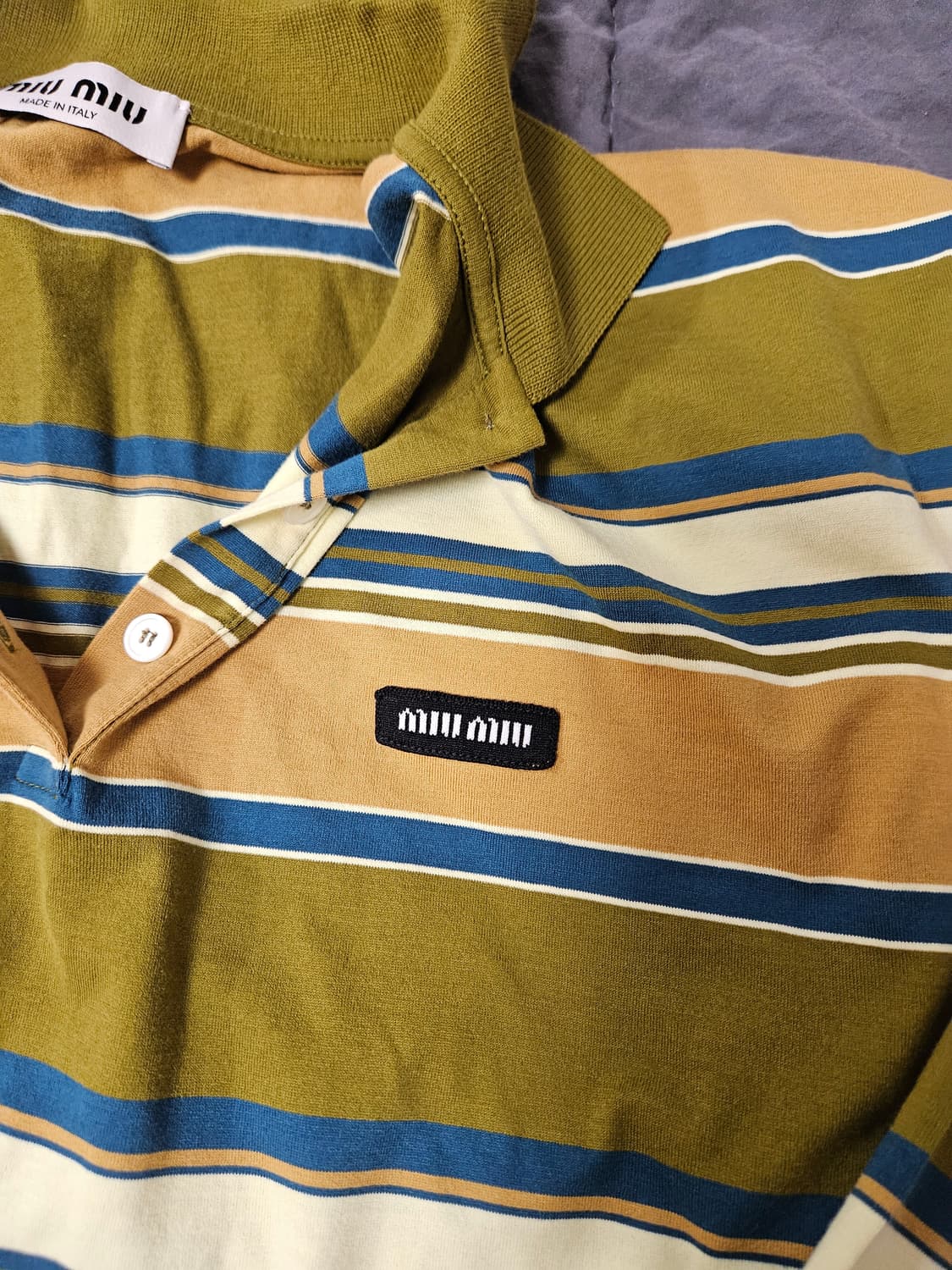 [S] 미우미우 코튼 저지 폴로 셔츠 스트라이프 상품이미지6