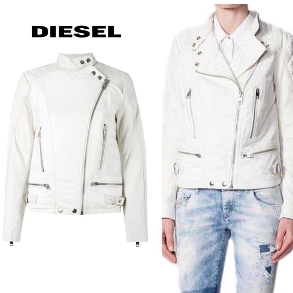 [무료배송] Diesel 디젤 퀄티드 레더 모토 자켓 상품이미지5