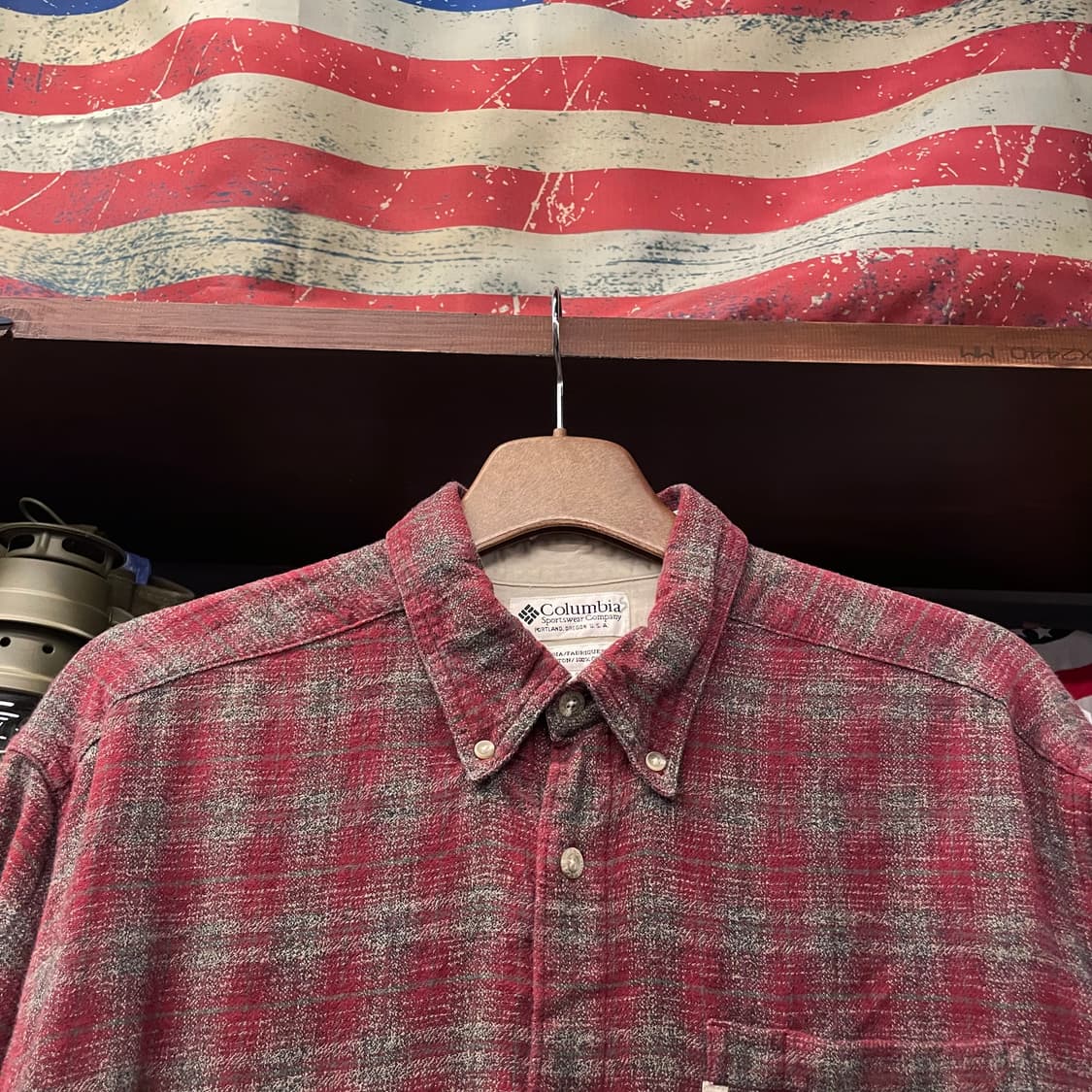 90s 컬럼비아 플란넬 체크 포켓 셔츠 상품이미지3