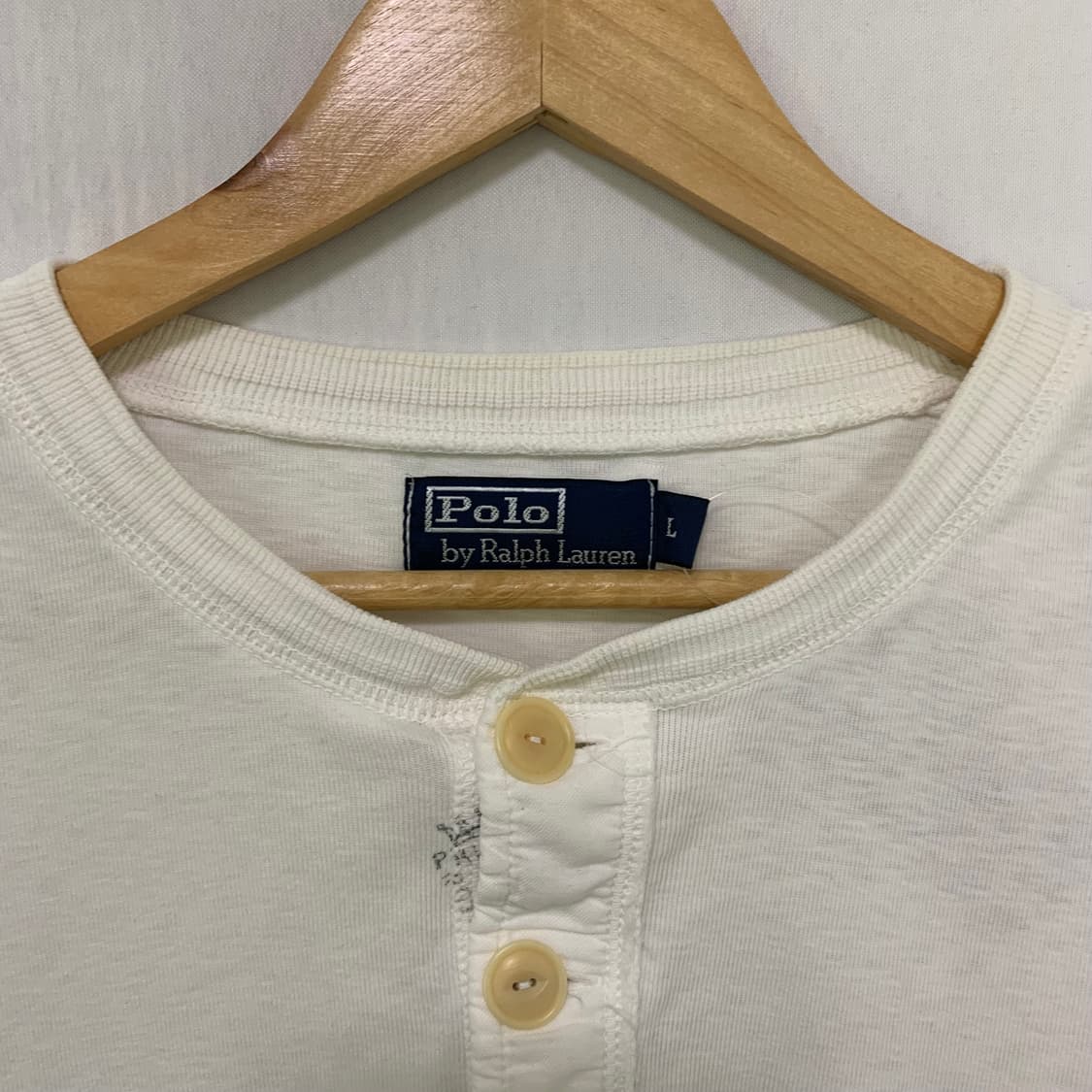 폴로 랄프로렌 버튼 헨리넥 롱슬리브 긴팔 티셔츠 아이보리 남성 S 상품이미지7