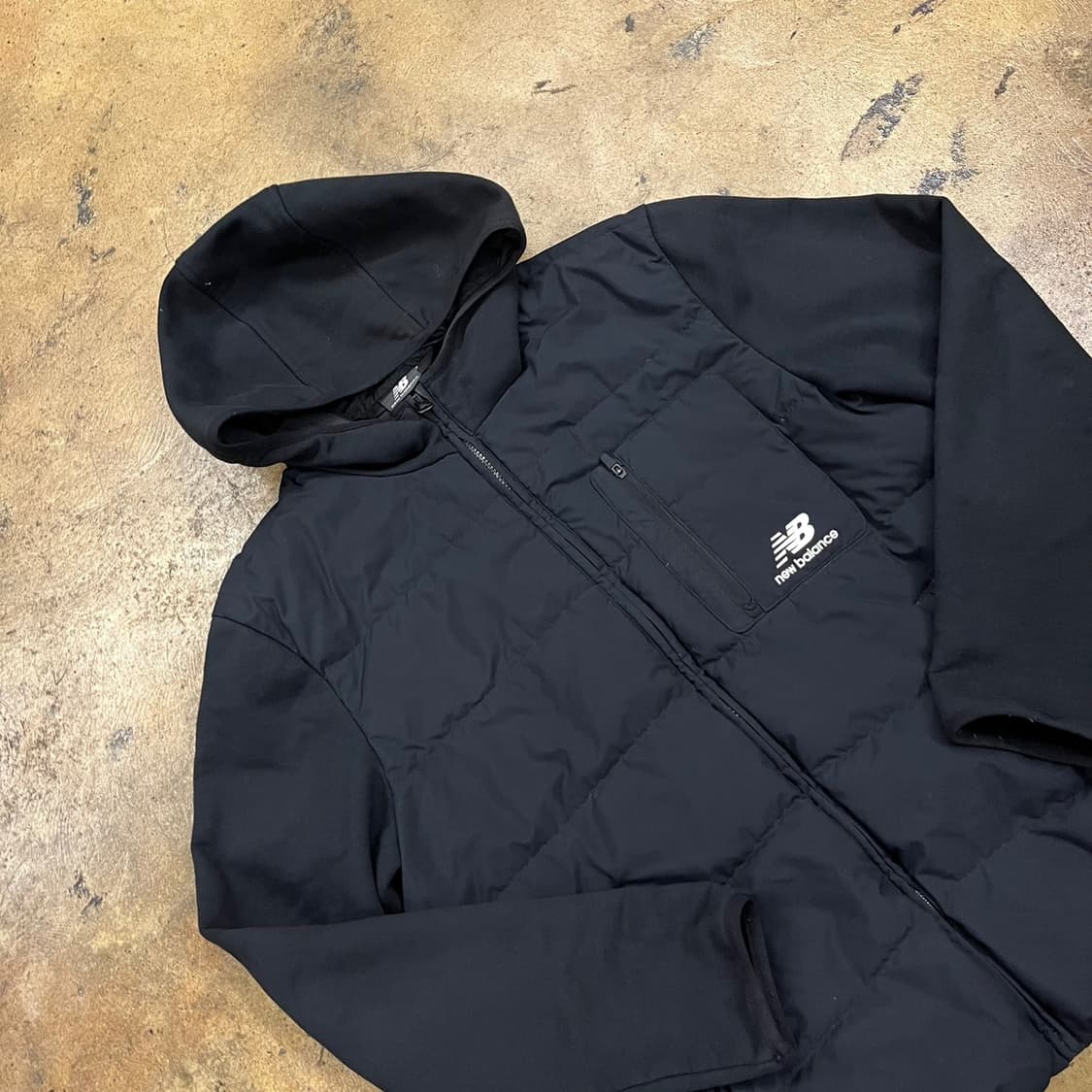 [정품/100] 뉴발란스 블랙 후드 패딩 자켓 b14 상품이미지1