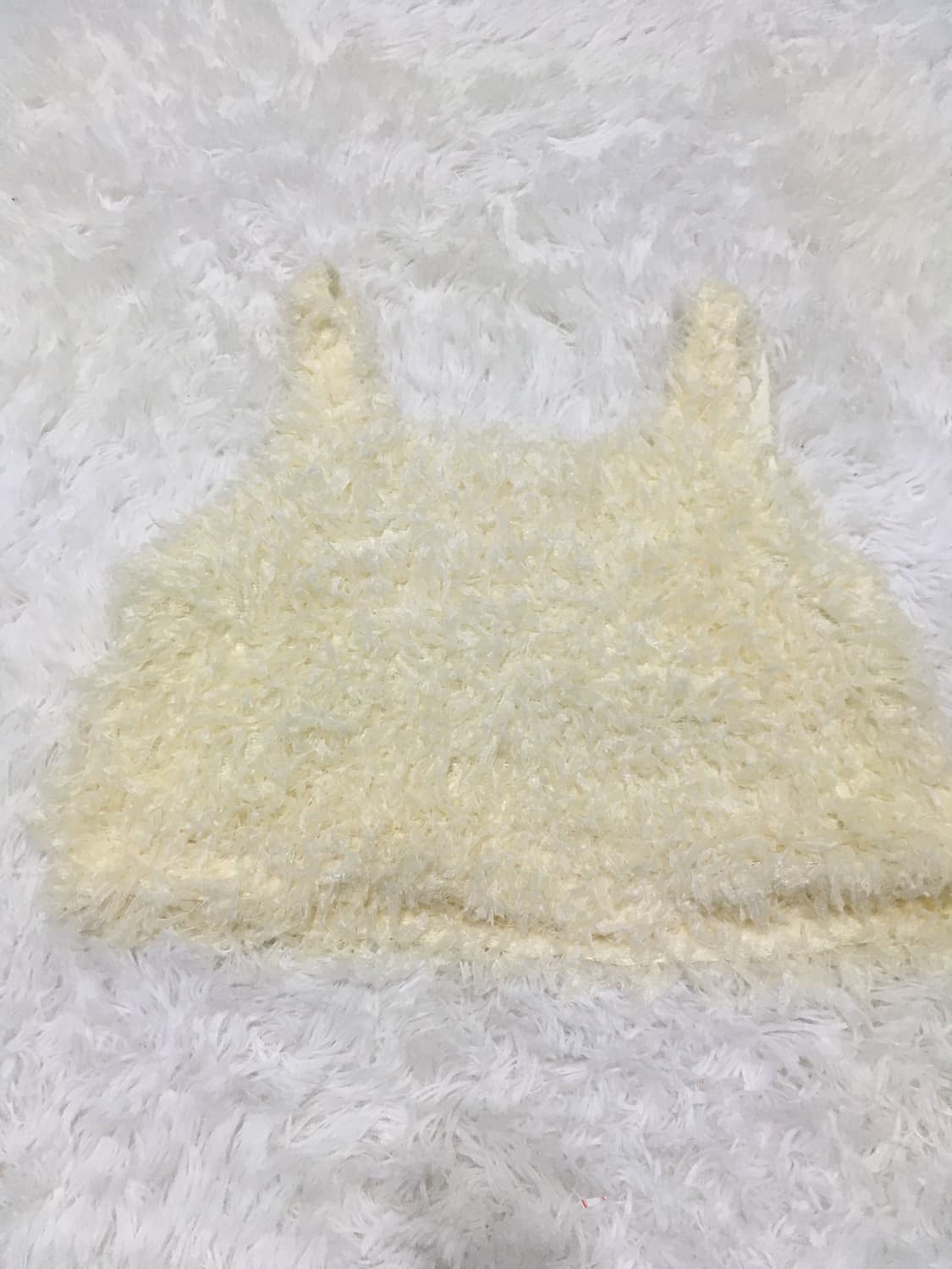 빈티지 아이보리 퍼 크롭 나시 y2k 스트릿 갸루 펑키 일본빈티지731  상품이미지2