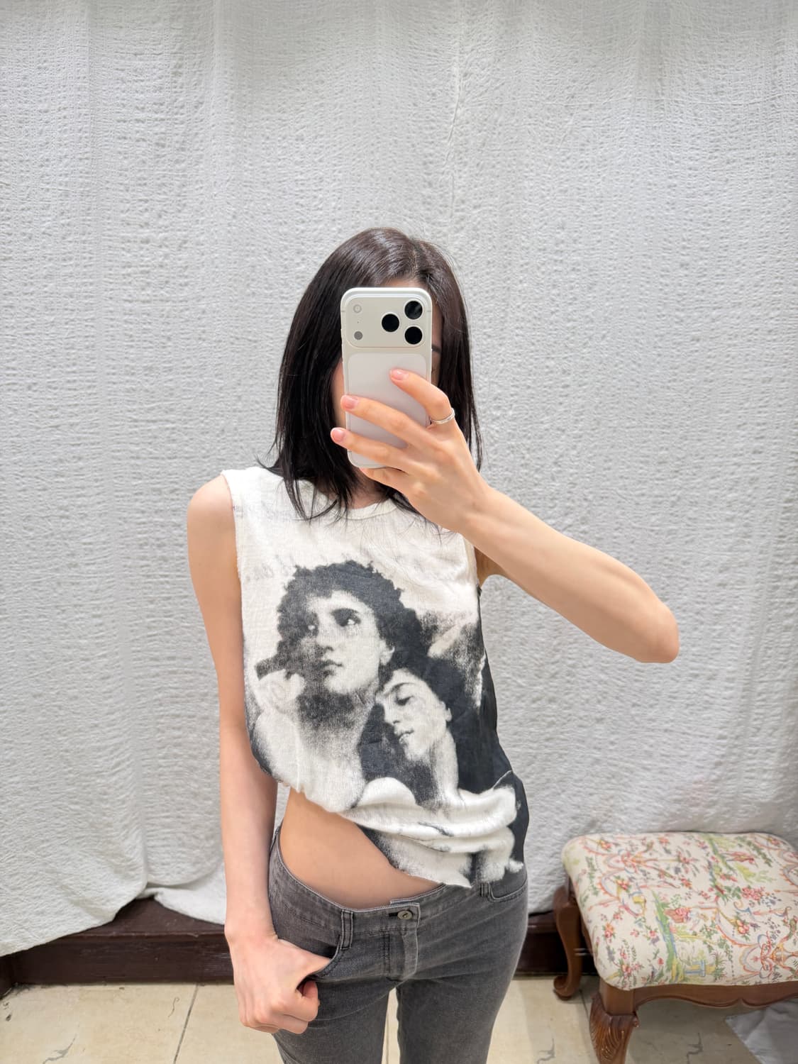 Printing white sleeveless 상품이미지1