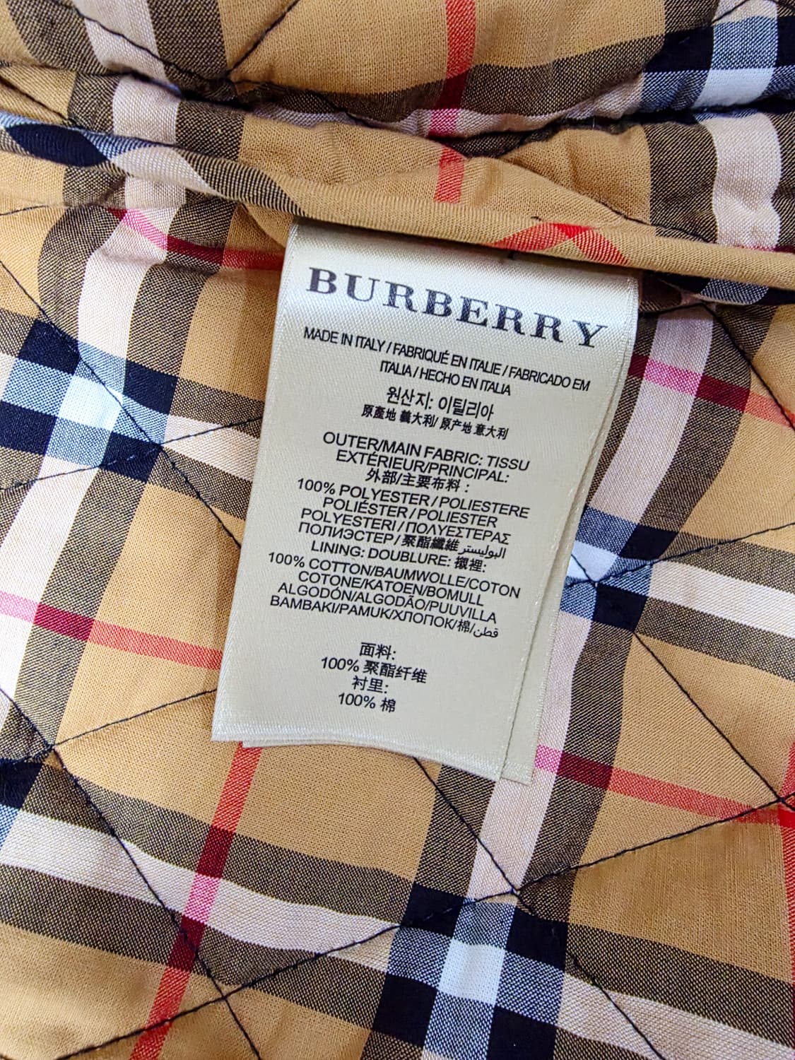 버버리  다이아몬드 퀼팅 노바체크 안감 자켓 XXL (실측55-66) 상품이미지4