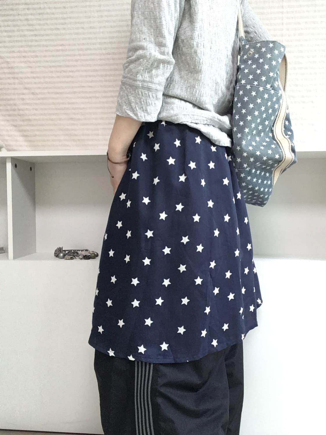 jpn vintage star navy midi skirt 상품이미지4