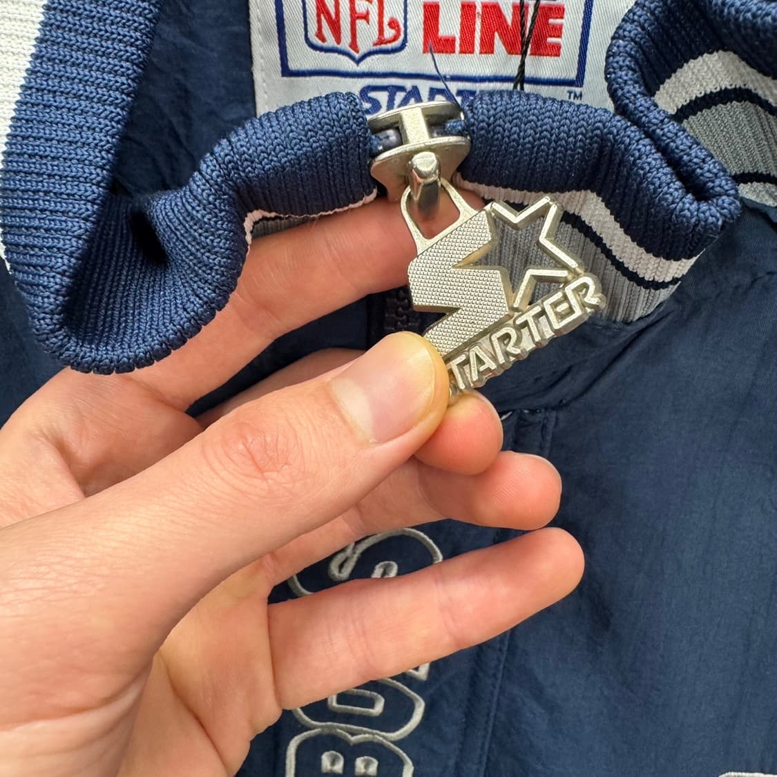 90s 스타터 X 댈러스 카우보이즈 아노락 패딩 점퍼 로고 디테일 네이비 상품이미지6