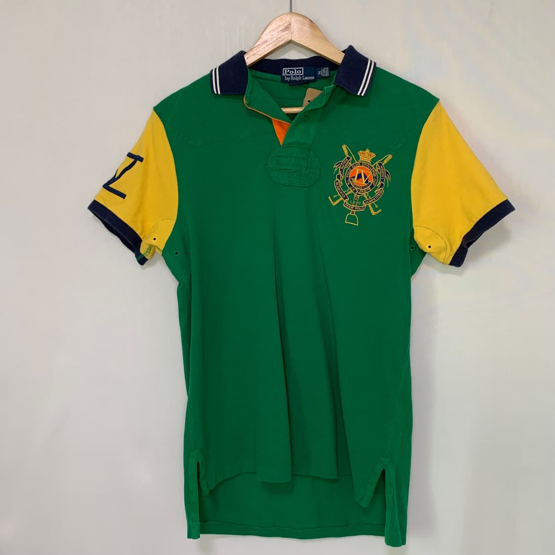 폴로 랄프로렌 그린/옐로우 빅로고 럭비 폴로티 반팔 카라 티셔츠 M 상품이미지3
