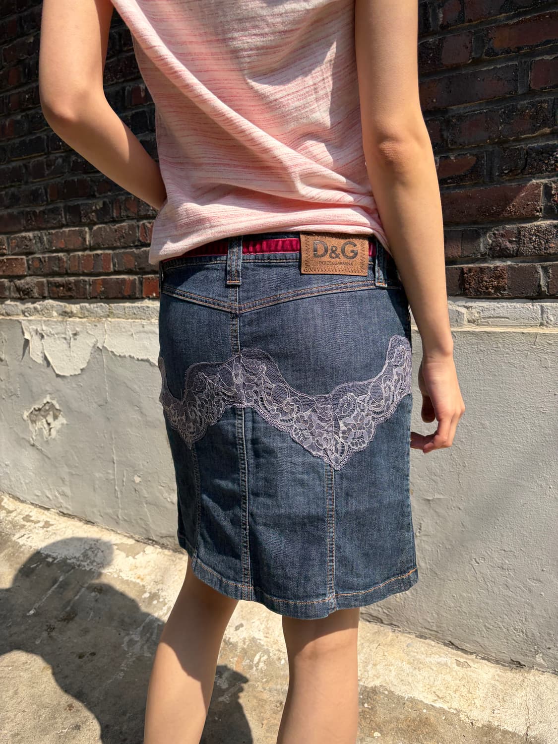 Dolce & Gabbana 레이스 디테일 데님 스커트 상품이미지2