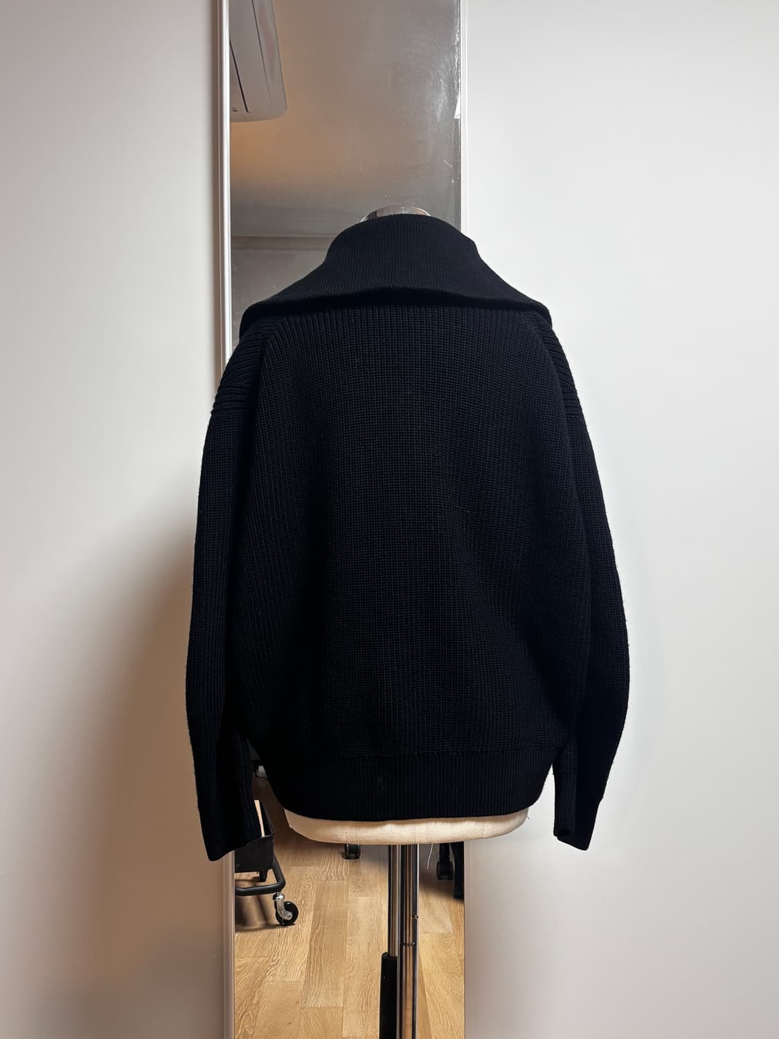 (W) 코스 울 코튼 하프 집업 점퍼 블랙 니트 (L사이즈) 상품이미지3