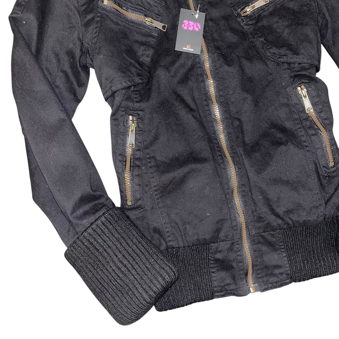 넥버클 니트소매 면자켓 y2k갸루펑크 상품이미지3