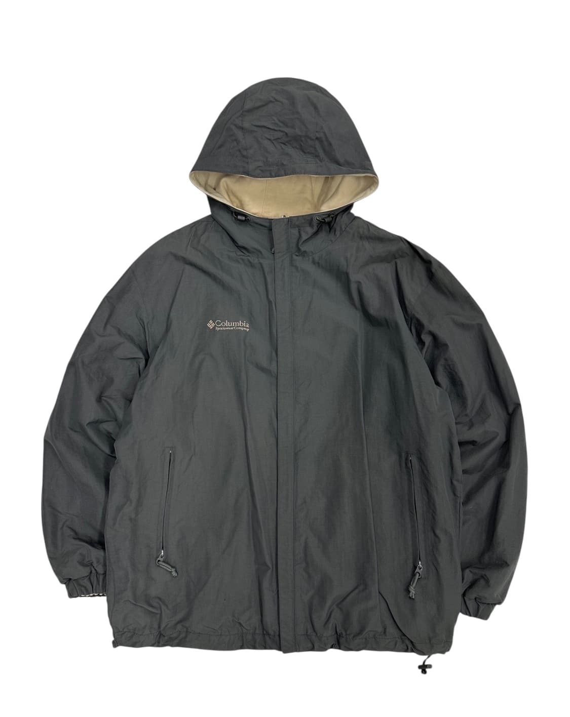 00s 컬럼비아 리버시블 플리스 후드점퍼 카키&아이보리 (XL) 상품이미지1