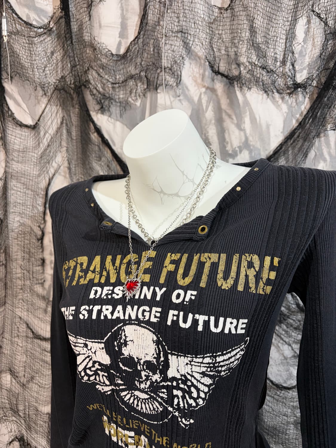 Y2K punk skull cubic long sleeve 상품이미지7