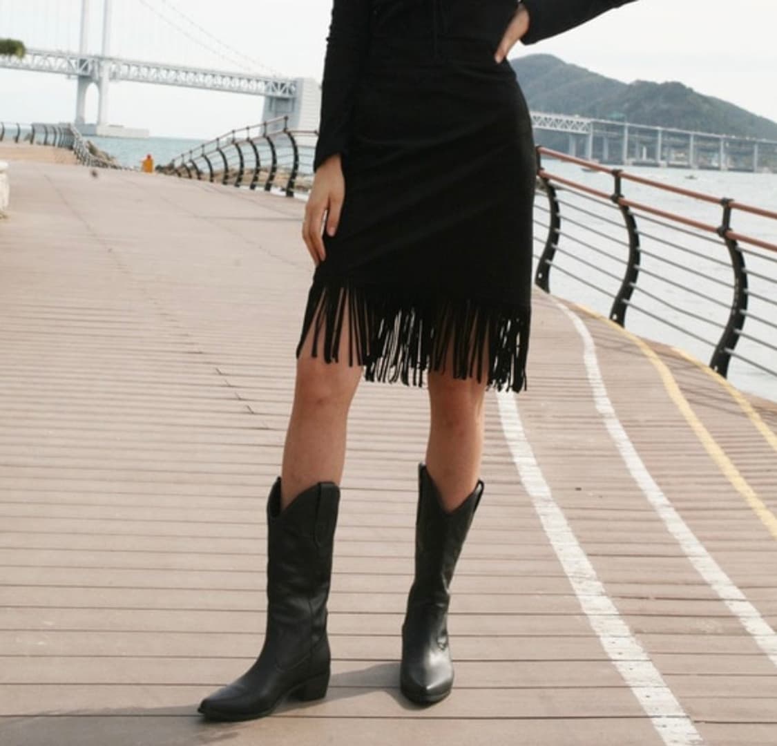 벨린 스웨이드 수술 스커트 상품이미지1