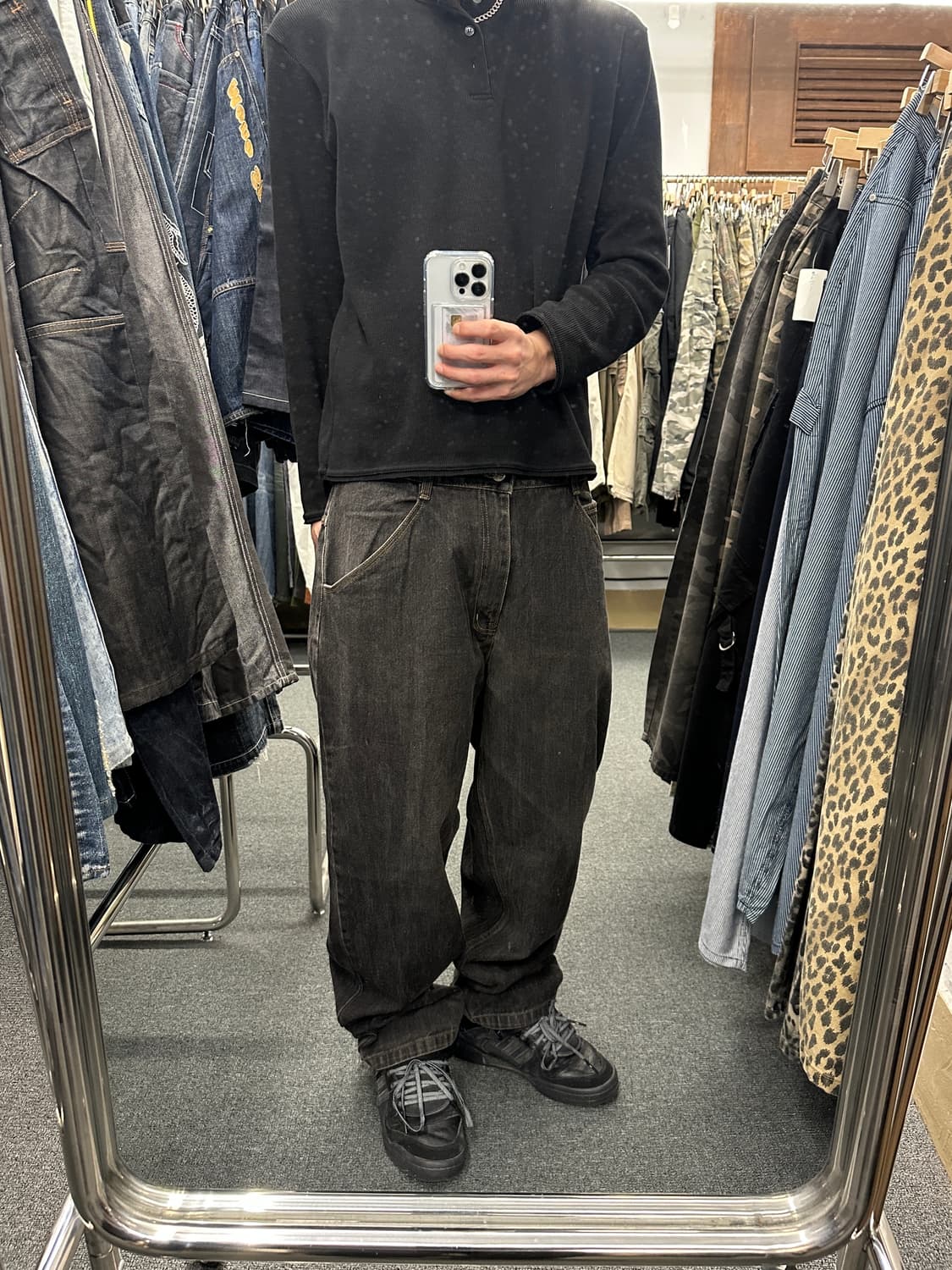 34) SOHK 스쿨오브하드낙 y2k 힙합 흑청 데님팬츠 상품이미지2