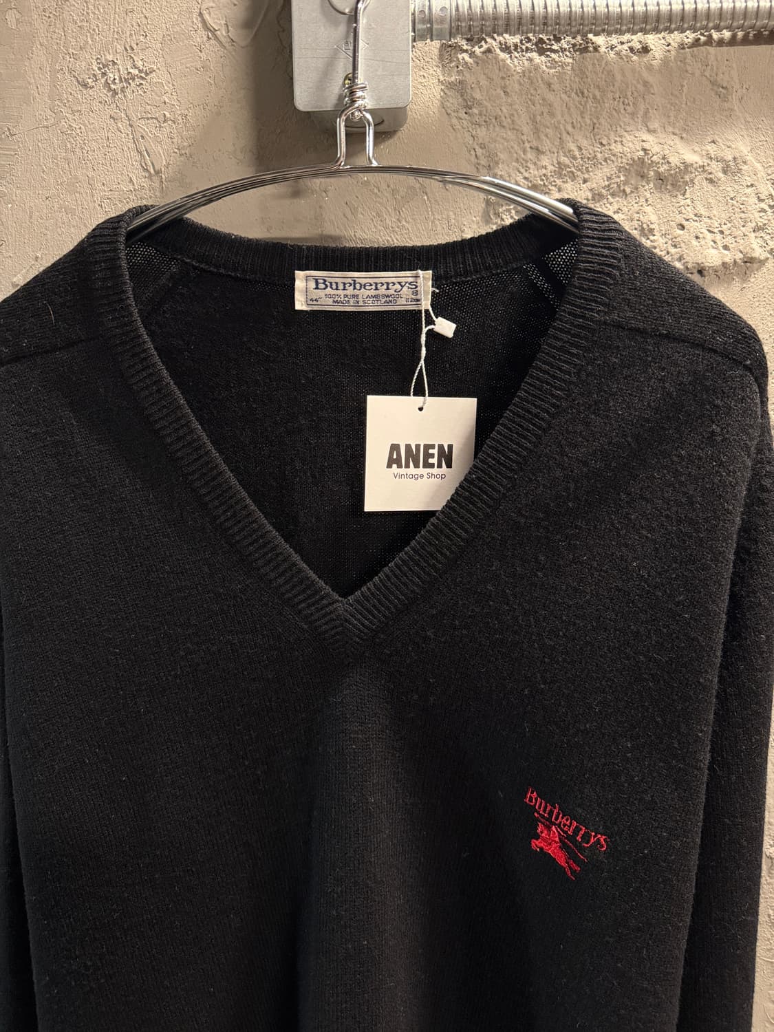 버버리 브리티시 램스울 브이넥 니트 블랙 44 상품이미지3