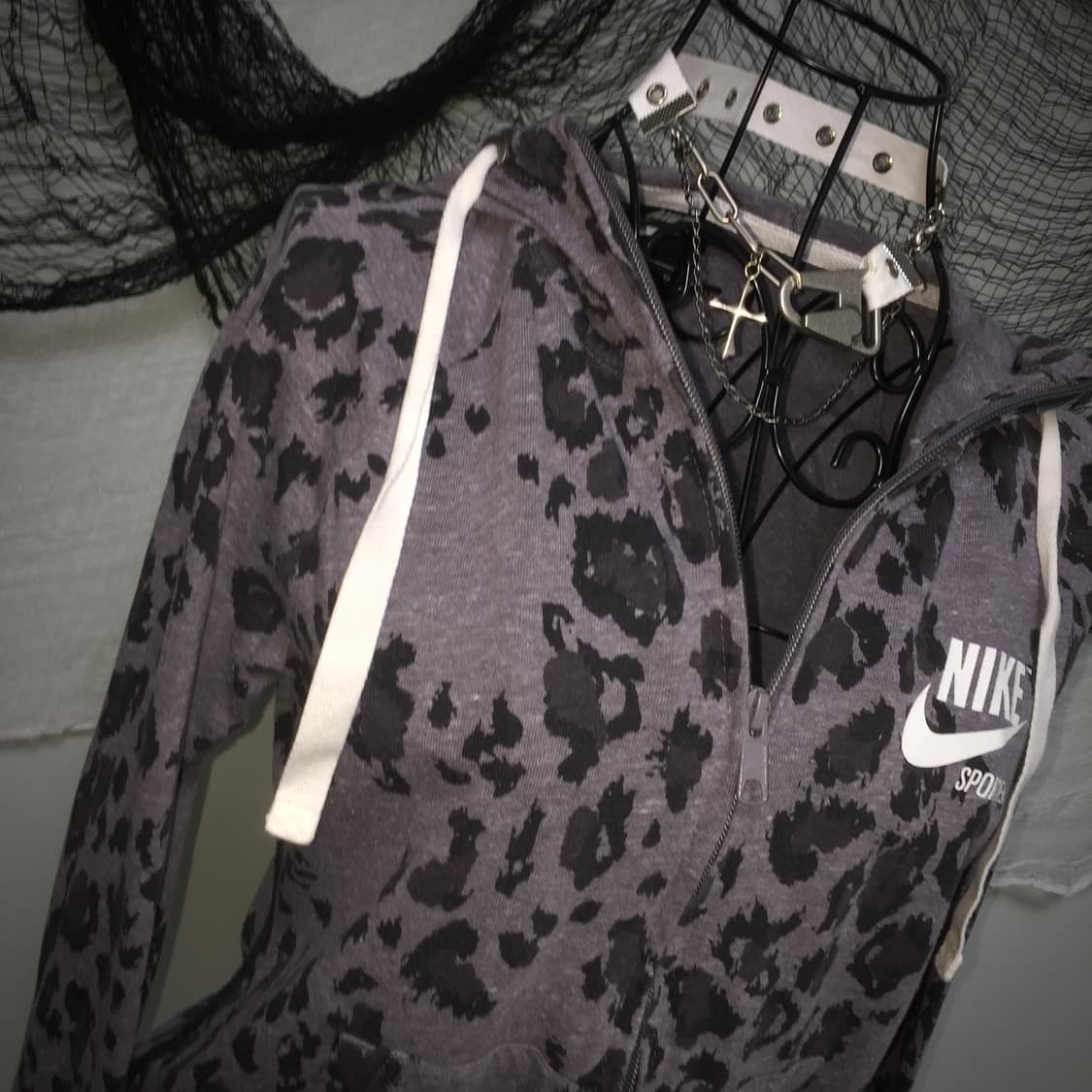 Vtg Nike gray leopard slim hood zip-up 상품이미지2